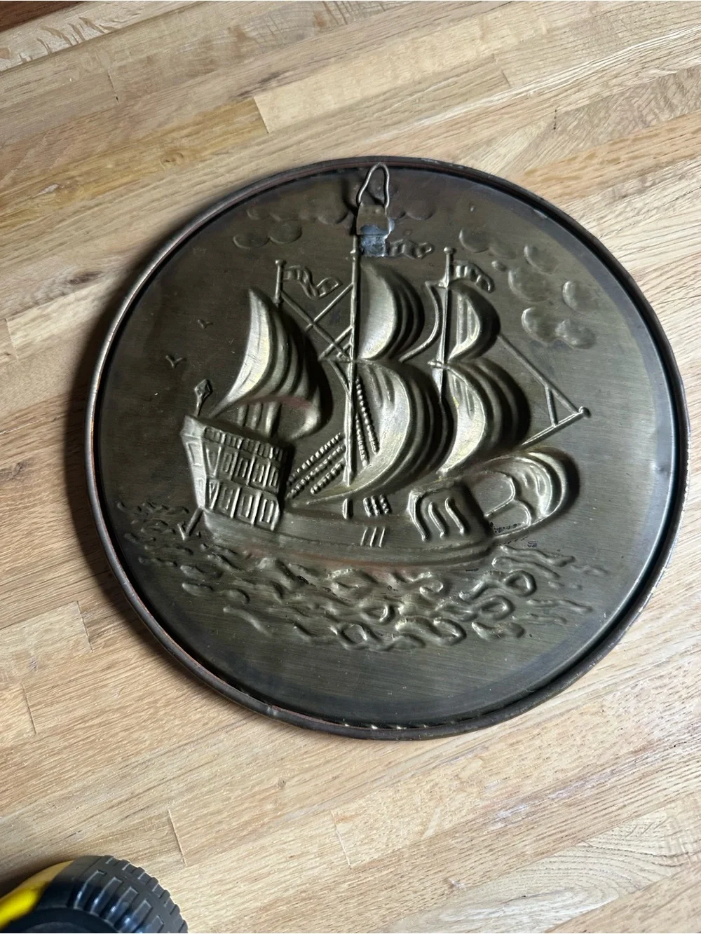 Brass-Tone Nautical Ship Wall Plaque - Home Wall Decor
